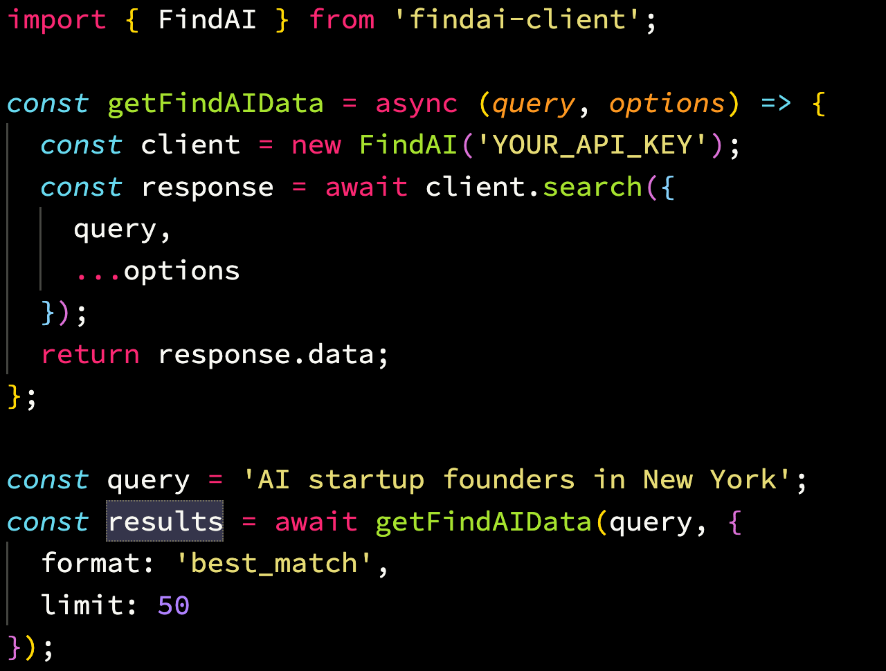 Search API visual